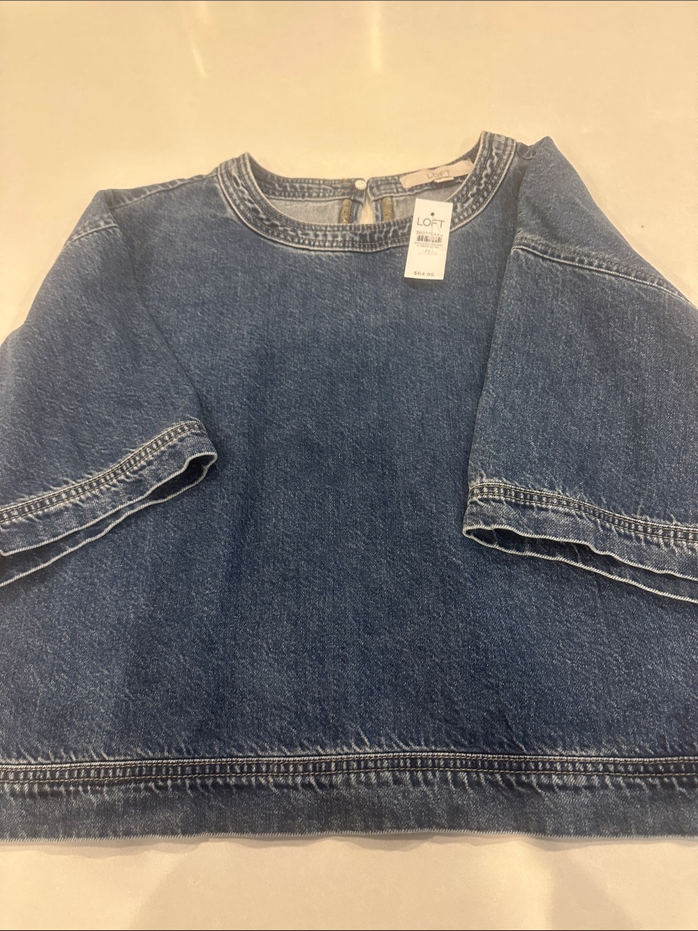 LOFT women’s Denim Top in Dark Blue Wash